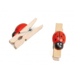 Pince coccinelle en bois